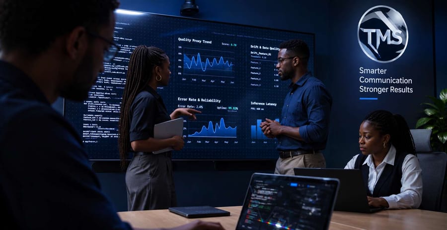 SaaS team collaborating in an office